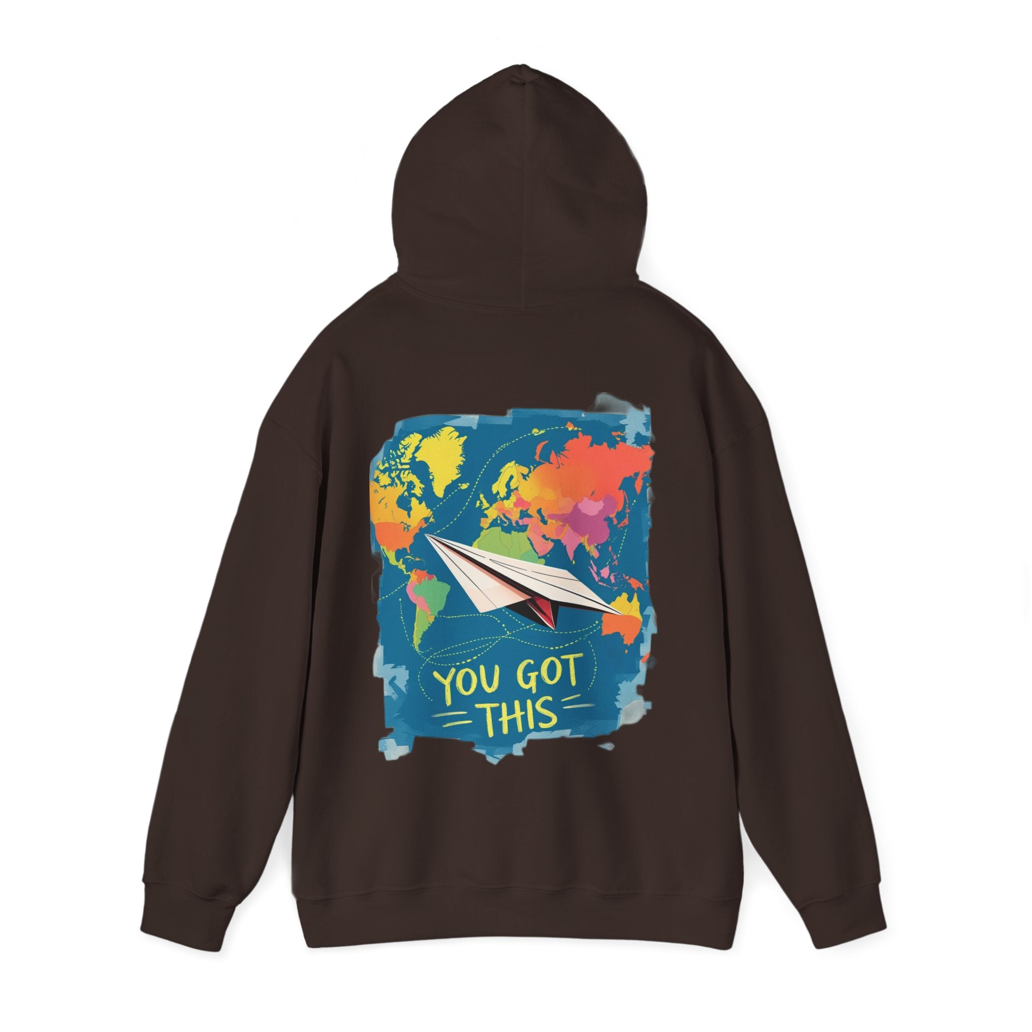 Cute "You Got This" Hoodie — Inspirational Paper Airplane World Map Sweatshirt