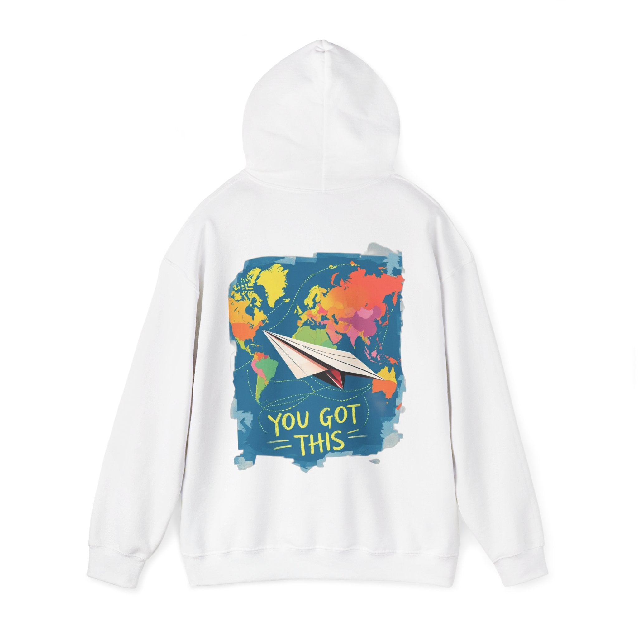 Cute "You Got This" Hoodie — Inspirational Paper Airplane World Map Sweatshirt