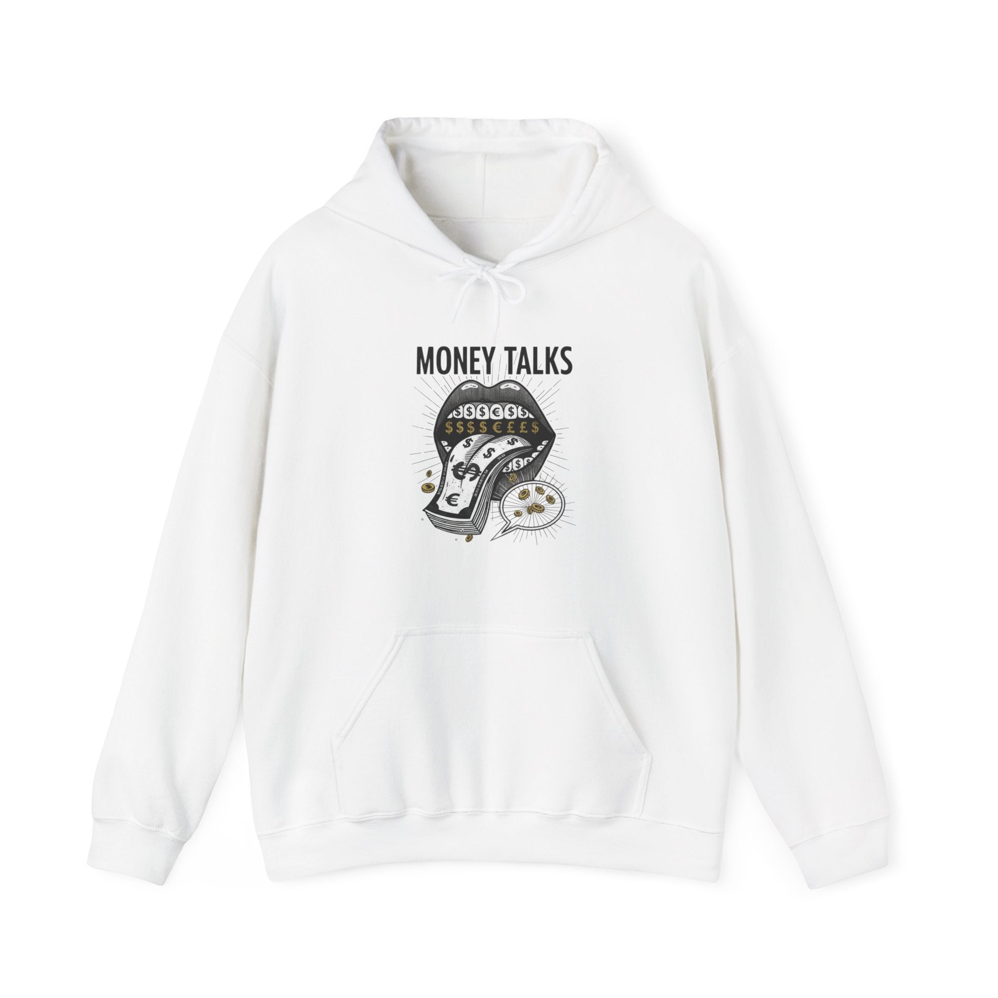 Money Talks Hoodie — Dollar-Sign Mouth Graphic Sweatshirt