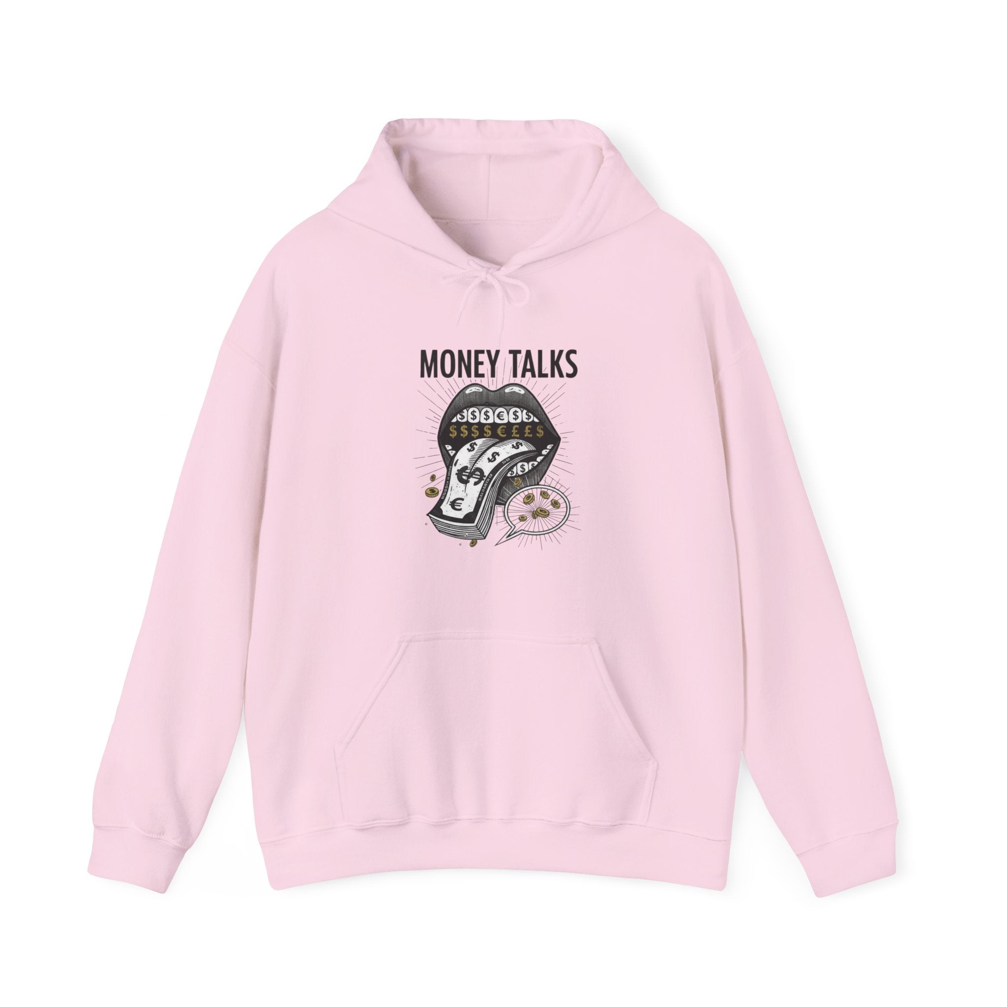 Money Talks Hoodie — Dollar-Sign Mouth Graphic Sweatshirt