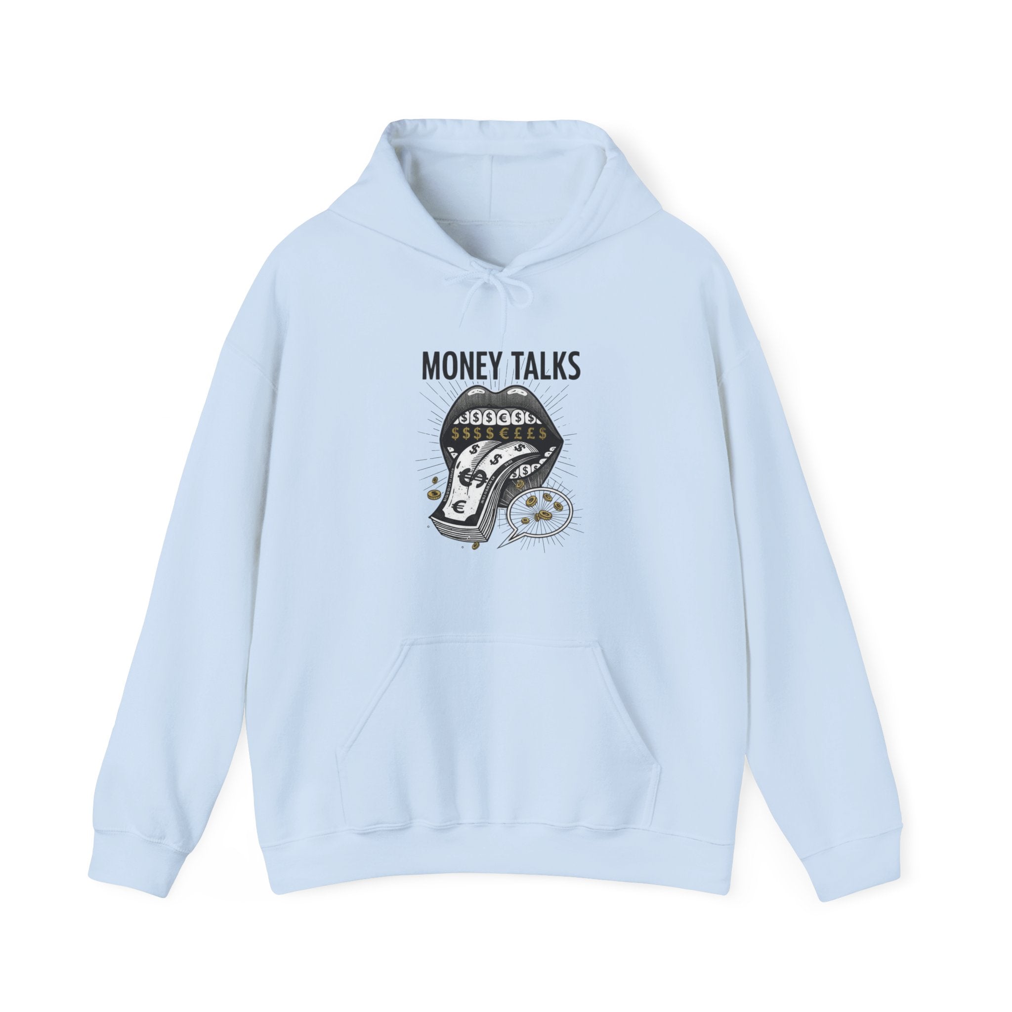 Money Talks Hoodie — Dollar-Sign Mouth Graphic Sweatshirt