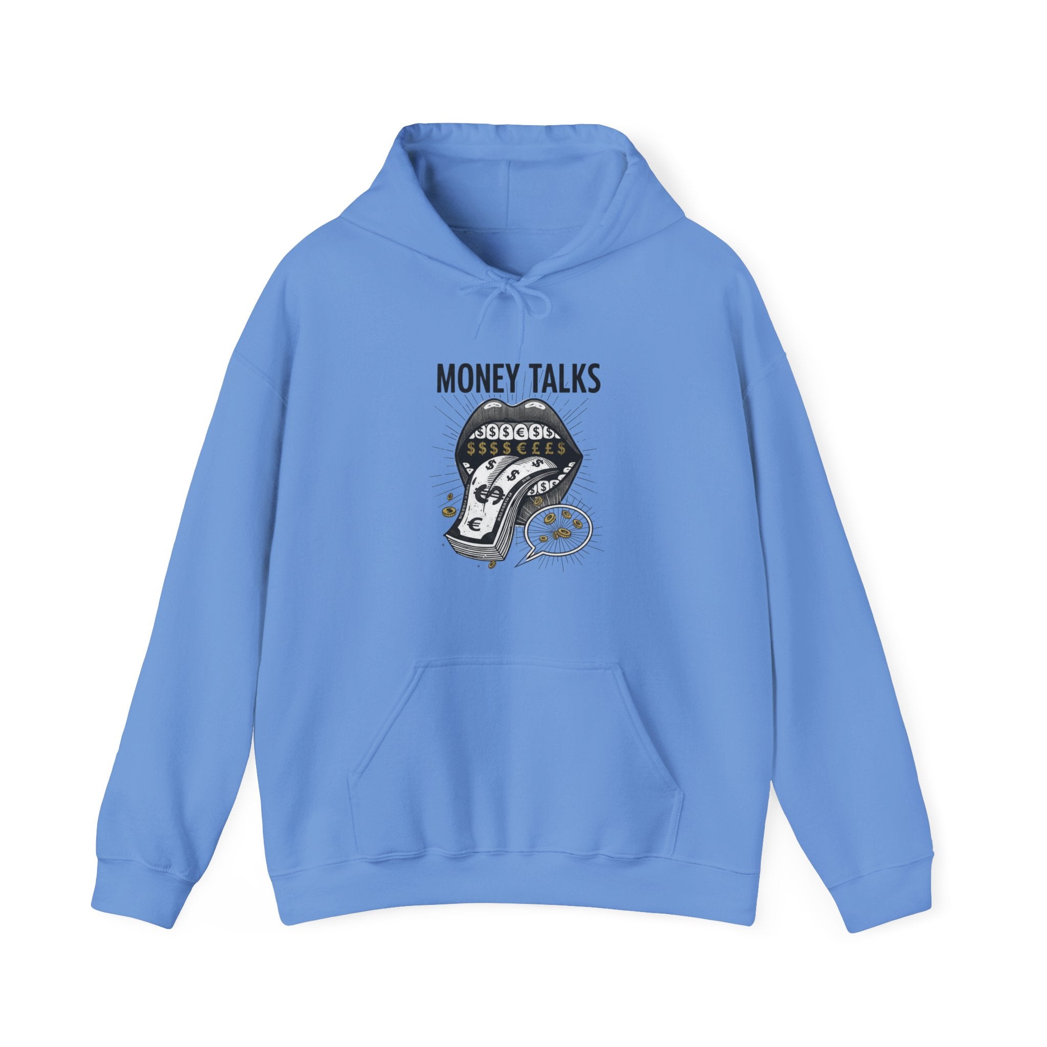 Money Talks Hoodie — Dollar-Sign Mouth Graphic Sweatshirt