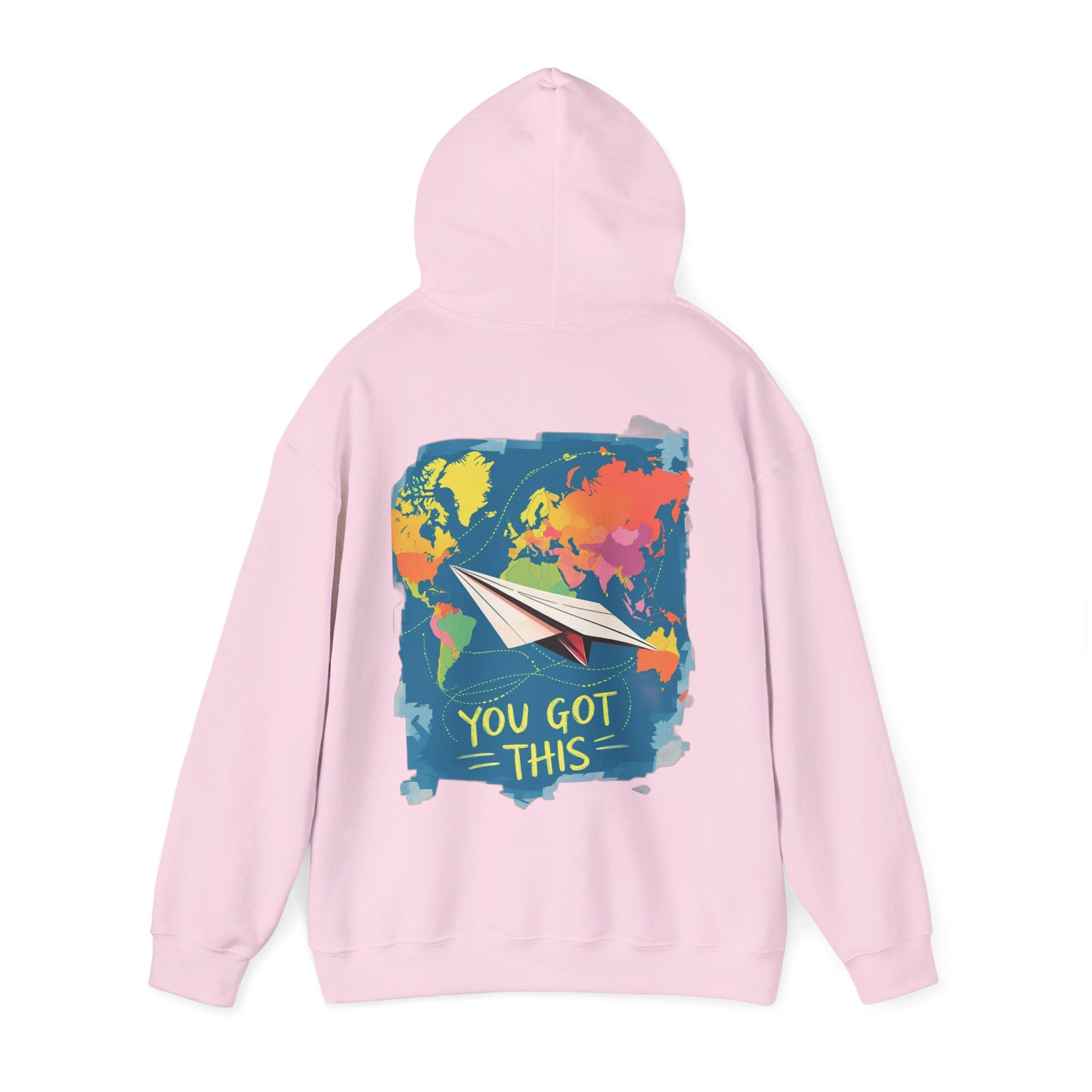 Cute "You Got This" Hoodie — Inspirational Paper Airplane World Map Sweatshirt