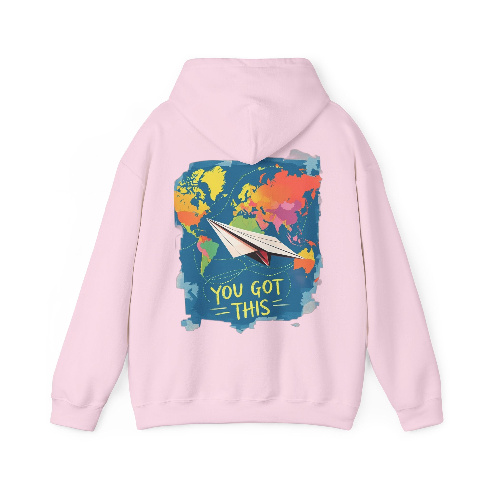 Cute "You Got This" Hoodie — Inspirational Paper Airplane World Map Sweatshirt