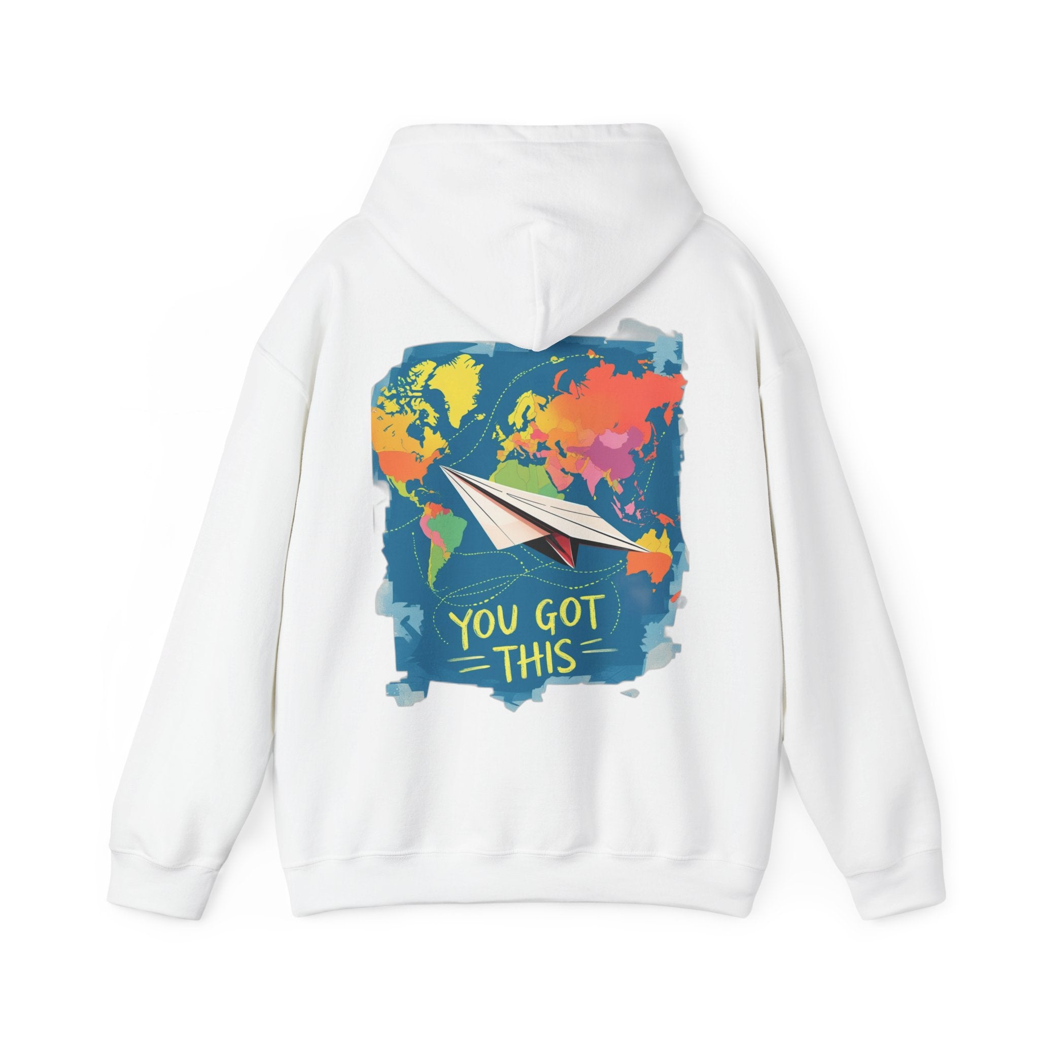 Cute "You Got This" Hoodie — Inspirational Paper Airplane World Map Sweatshirt